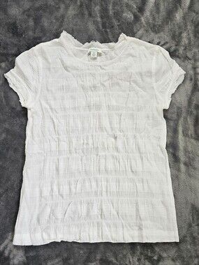 Sundance White Cotton Frayed Edge Top Boho Coastal Womens XS
